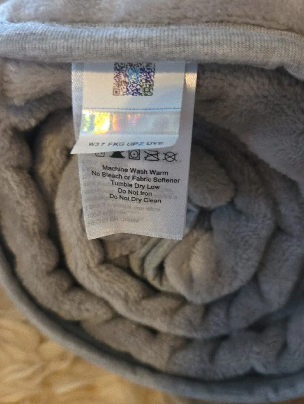UGG Light Grey Plush Throw Blanket with Ribbon